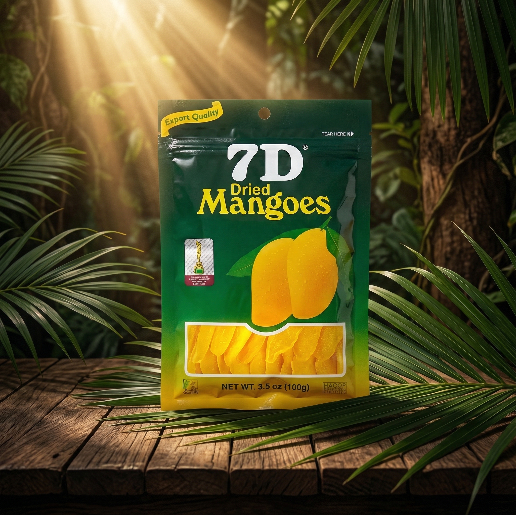 7D Dried Mangoes — Export Quality in tropical jungle setting